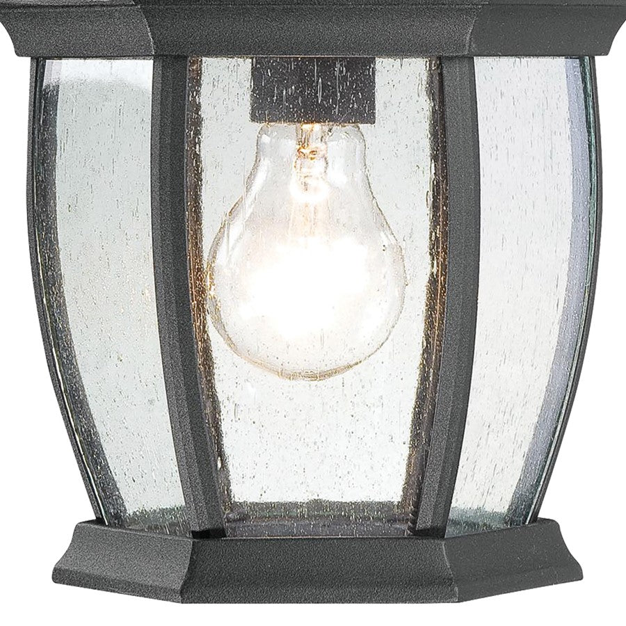 Atlas Lighting Covington 16in 1-Light Outdoor Sconce | Traditional Black and Clear Seeded Glass | Porch & Entryway | 8 x 9 x 16 in | Model OL11106-BK