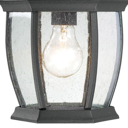 Atlas Lighting Covington 16in 1-Light Outdoor Sconce | Traditional Black and Clear Seeded Glass | Porch & Entryway | 8 x 9 x 16 in | Model OL11106-BK