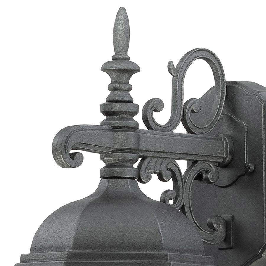 Atlas Lighting Covington 18in 1-Light Outdoor Sconce | Traditional Black and Clear Seeded Glass | Porch & Entryway | Model OL11107-BK