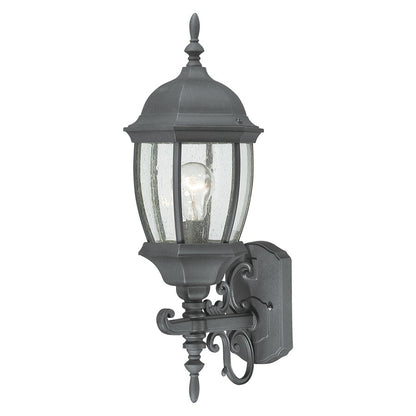 Atlas Lighting Covington 21.5in 1-Light Outdoor Sconce | Traditional Black and Clear Seeded Glass | Porch & Entryway | Model OL11109-BK