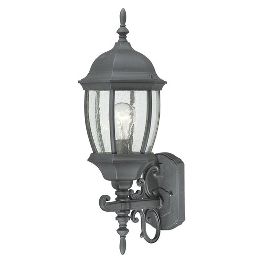 Atlas Lighting Covington 21.5in 1-Light Outdoor Sconce | Traditional Black and Clear Seeded Glass | Porch & Entryway | Model OL11109-BK