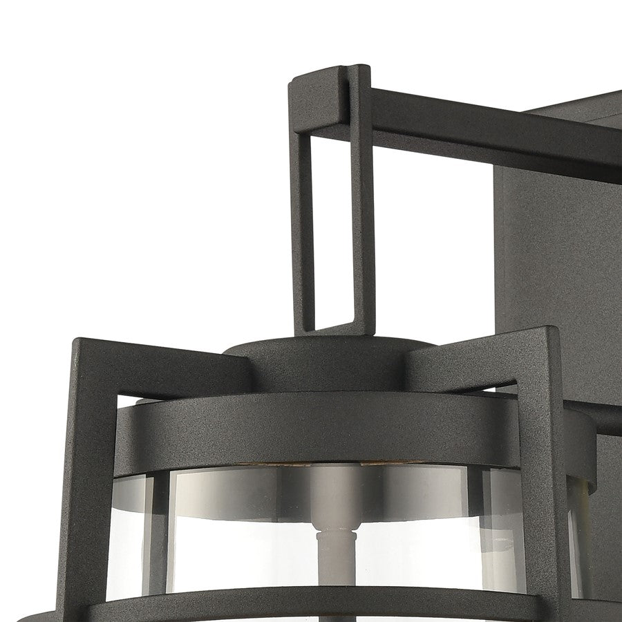 Atlas Lighting Crofton 19in 2-Light Outdoor Sconce | Transitional Charcoal and Clear Glass | Porch & Entryway | 10 x 12 x 19 in | Model OL11110-BK