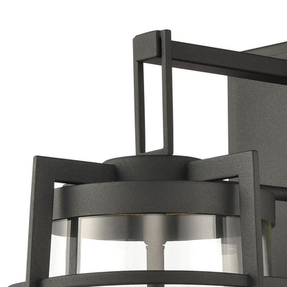 Atlas Lighting Crofton 19in 2-Light Outdoor Sconce | Transitional Charcoal and Clear Glass | Porch & Entryway | 10 x 12 x 19 in | Model OL11110-BK