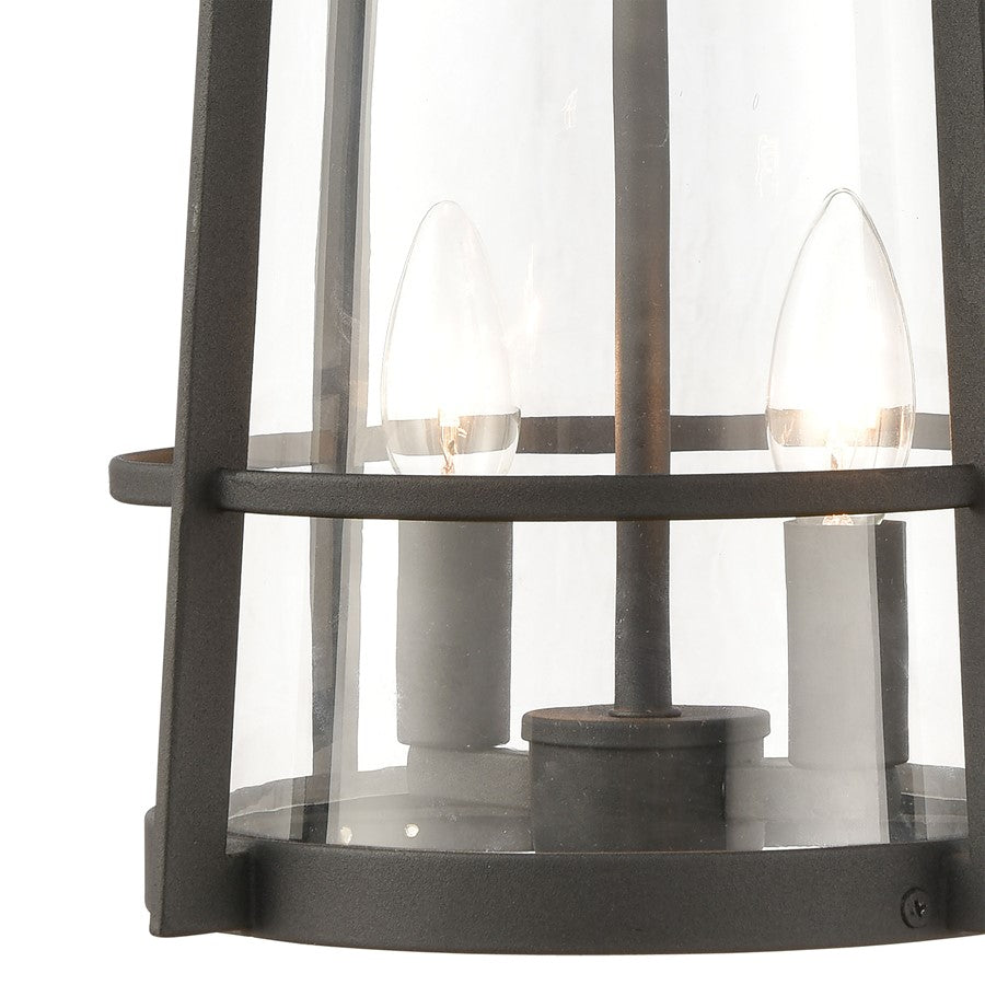Atlas Lighting Crofton 19in 2-Light Outdoor Sconce | Transitional Charcoal and Clear Glass | Porch & Entryway | 10 x 12 x 19 in | Model OL11110-BK