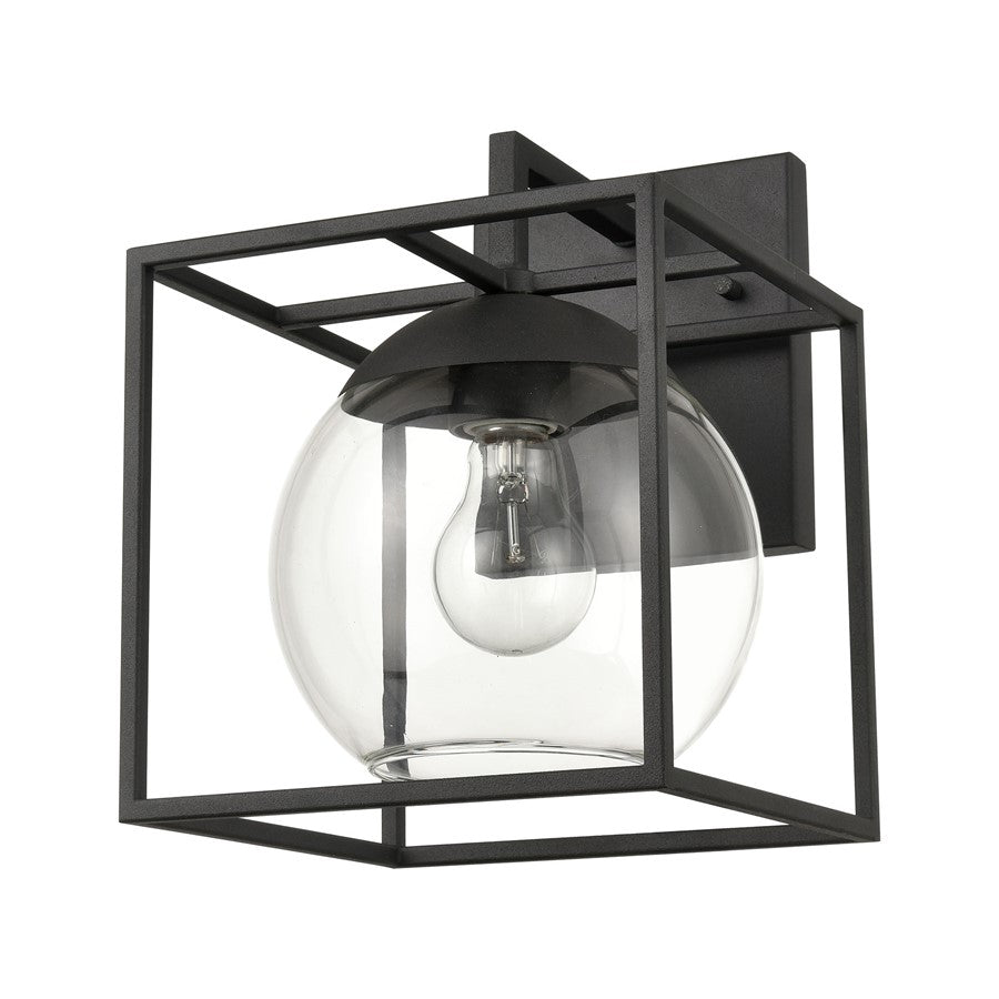Atlas Lighting Cubed 11in 1-Light Outdoor Sconce | Modern Charcoal and Clear Glass | Entryway & Patio | 8 x 9 x 11 in | Model OL11115-BK
