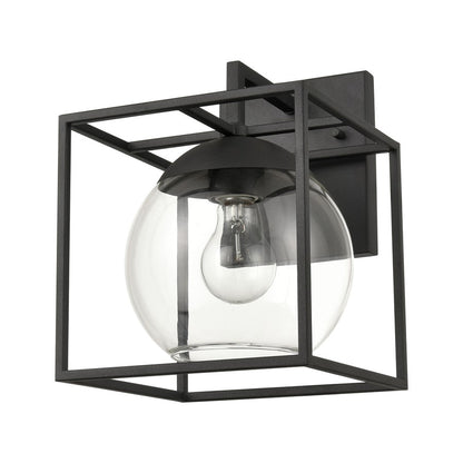 Atlas Lighting Cubed 11in 1-Light Outdoor Sconce | Modern Charcoal and Clear Glass | Entryway & Patio | 8 x 9 x 11 in | Model OL11115-BK