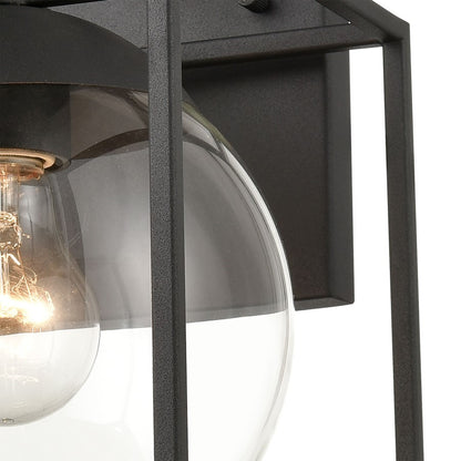 Atlas Lighting Cubed 11in 1-Light Outdoor Sconce | Modern Charcoal and Clear Glass | Entryway & Patio | 8 x 9 x 11 in | Model OL11115-BK