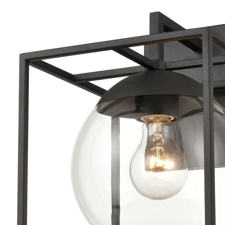 Atlas Lighting Cubed 11in 1-Light Outdoor Sconce | Modern Charcoal and Clear Glass | Entryway & Patio | 8 x 9 x 11 in | Model OL11115-BK