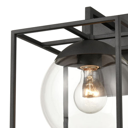 Atlas Lighting Cubed 11in 1-Light Outdoor Sconce | Modern Charcoal and Clear Glass | Entryway & Patio | 8 x 9 x 11 in | Model OL11115-BK