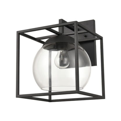 Atlas Lighting Cubed 13in 1-Light Outdoor Sconce | Modern Charcoal Metal and Clear Glass | Covered Patio & Entryway | Model OL11116-BK