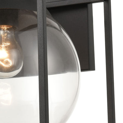 Atlas Lighting Cubed 13in 1-Light Outdoor Sconce | Modern Charcoal Metal and Clear Glass | Covered Patio & Entryway | Model OL11116-BK