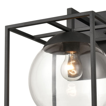 Atlas Lighting Cubed 13in 1-Light Outdoor Sconce | Modern Charcoal Metal and Clear Glass | Covered Patio & Entryway | Model OL11116-BK