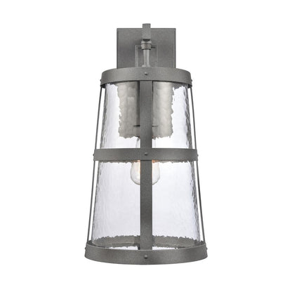 Atlas Lighting Dakota 18in 1-Light Outdoor Sconce | Traditional Distressed Zinc Metal and Clear Hammered Glass | Covered Patio | Model OL11119-GY