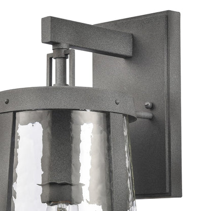 Atlas Lighting Dakota 18in 1-Light Outdoor Sconce | Traditional Distressed Zinc Metal and Clear Hammered Glass | Covered Patio | Model OL11119-GY