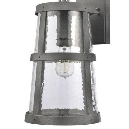 Atlas Lighting Dakota 18in 1-Light Outdoor Sconce | Traditional Distressed Zinc Metal and Clear Hammered Glass | Covered Patio | Model OL11119-GY