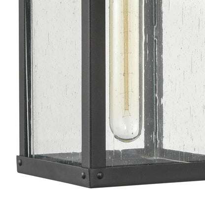 Atlas Lighting Dalton 5in 1-Light Outdoor Sconce | Transitional Textured Black & Clear Seeded Glass | Porch & Entryway | Model OL11122-BK