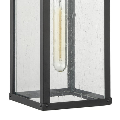 Atlas Lighting Dalton 6in 1-Light Outdoor Sconce | Transitional Textured Black & Clear Seeded Glass | Porch & Entryway | Model OL11123-BK