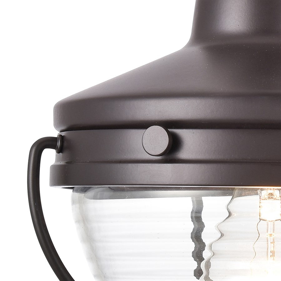 Atlas Lighting Eastport 10in 1-Light Outdoor Sconce | Transitional Oil Rubbed Bronze and Clear Ribbed Glass | Porch & Entryway | Model OL11130-BZ