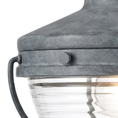 Atlas Lighting Eastport 12in 1-Light Outdoor Sconce | Transitional Aged Zinc and Clear Ribbed Glass | Entryway & Covered Patio | Model OL11131-GY