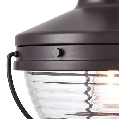 Atlas Lighting Eastport 14in 1-Light Outdoor Sconce | Transitional Oil Rubbed Bronze and Clear Ribbed Glass | Entryway & Covered | Model OL11132-BZ