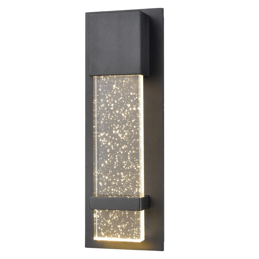 Atlas Lighting Emode 14in 1-Light Outdoor Sconce | Modern Matte Black and Clear Seeded Glass | Entryway & Covered Patio | Model OL11134-BK