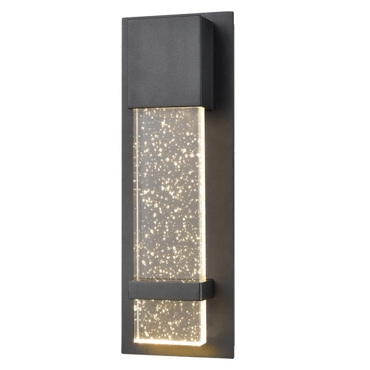 Atlas Lighting Emode 14in 1-Light Outdoor Sconce | Modern Matte Black and Clear Seeded Glass | Entryway & Covered Patio | Model OL11134-BK