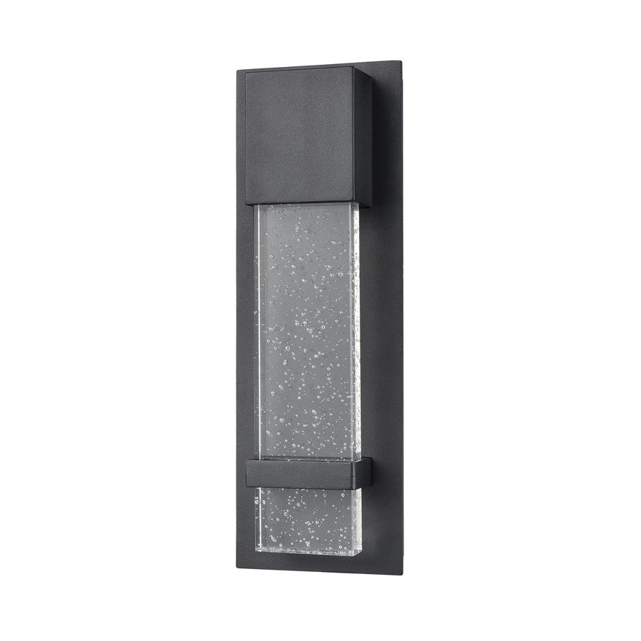 Atlas Lighting Emode 14in 1-Light Outdoor Sconce | Modern Matte Black and Clear Seeded Glass | Entryway & Covered Patio | Model OL11134-BK