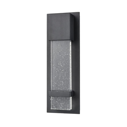 Atlas Lighting Emode 14in 1-Light Outdoor Sconce | Modern Matte Black and Clear Seeded Glass | Entryway & Covered Patio | Model OL11134-BK