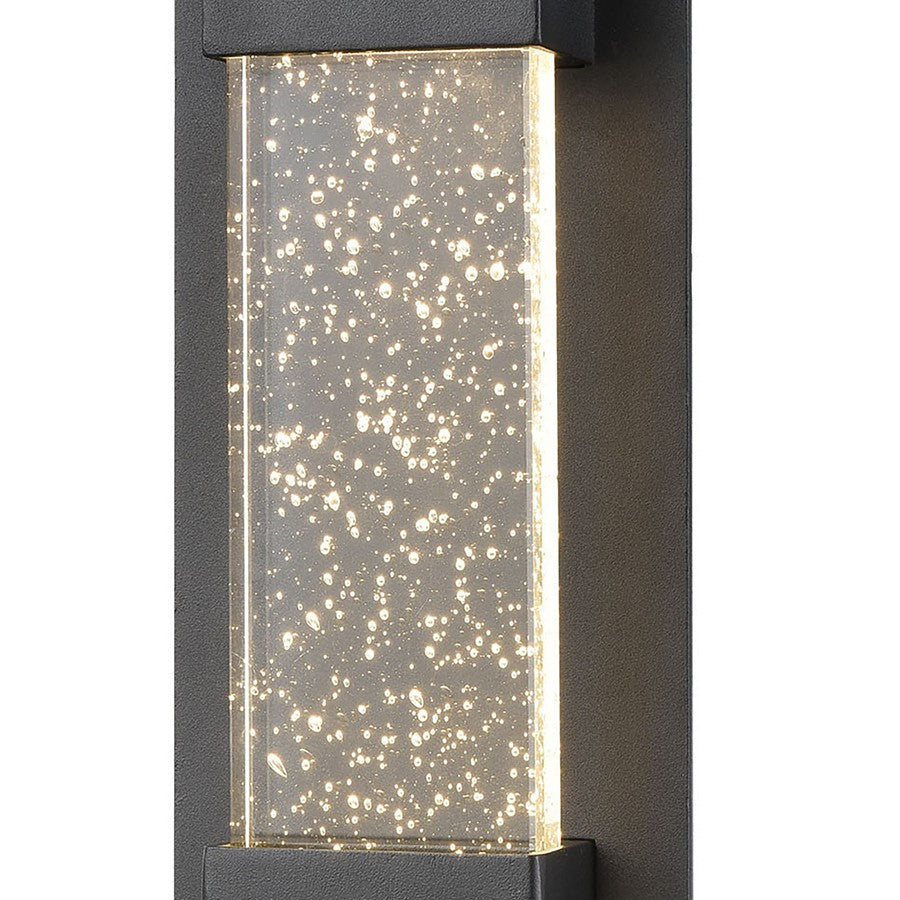 Atlas Lighting Emode 14in 1-Light Outdoor Sconce | Modern Matte Black and Clear Seeded Glass | Entryway & Covered Patio | Model OL11134-BK