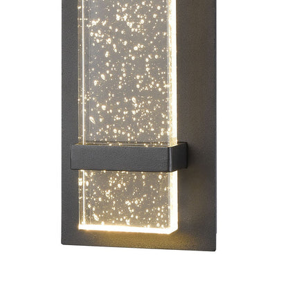 Atlas Lighting Emode 14in 1-Light Outdoor Sconce | Modern Matte Black and Clear Seeded Glass | Entryway & Covered Patio | Model OL11134-BK