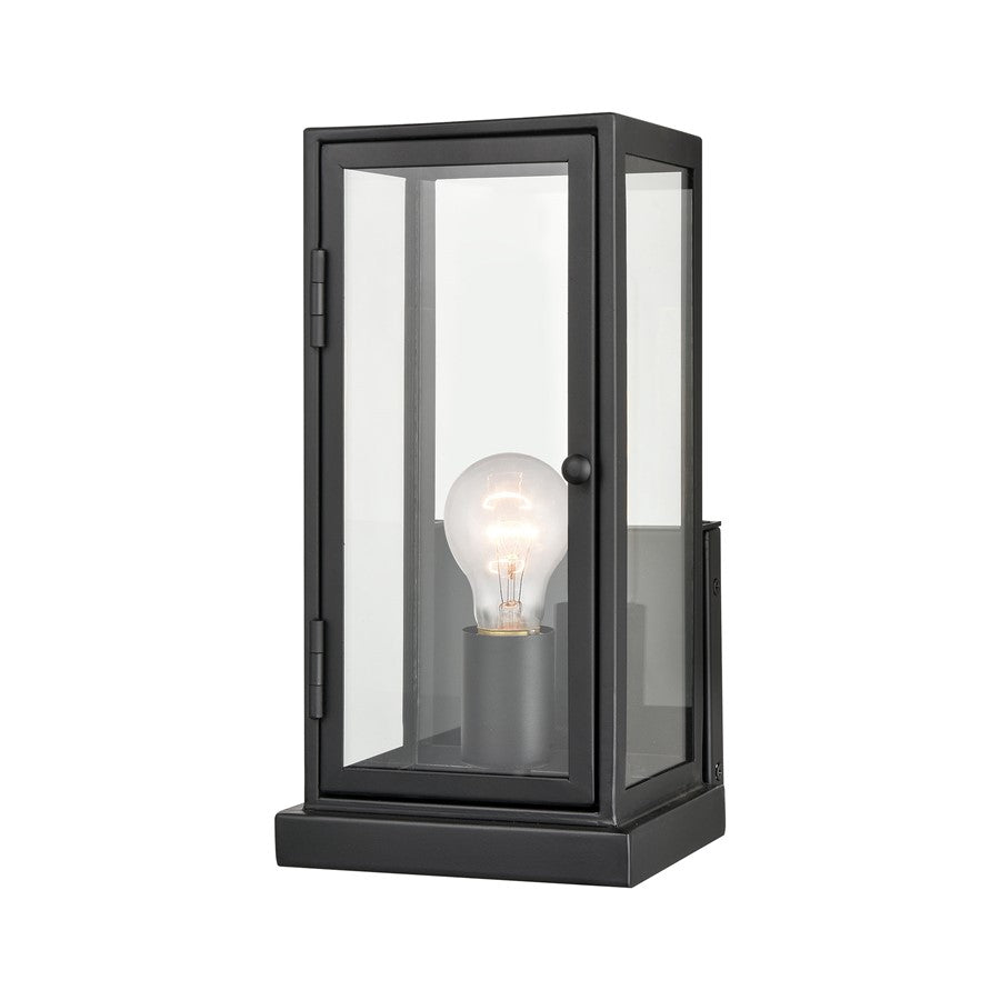 Atlas Lighting Foundation 6in 1-Light Outdoor Sconce | Transitional Matte Black Metal and Clear Glass | Entryway & Covered Patio | Model OL11139-BK