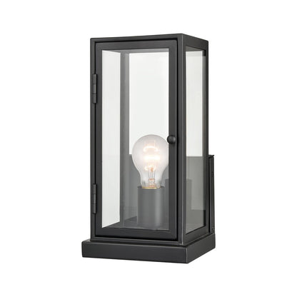 Atlas Lighting Foundation 6in 1-Light Outdoor Sconce | Transitional Matte Black Metal and Clear Glass | Entryway & Covered Patio | Model OL11139-BK