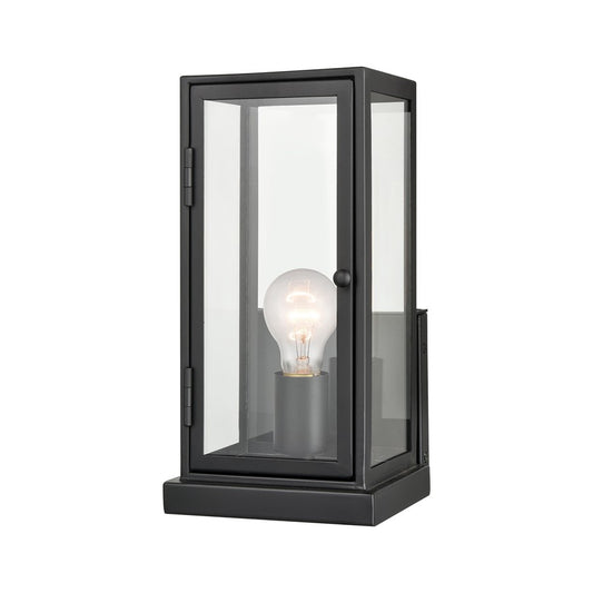 Atlas Lighting Foundation 6in 1-Light Outdoor Sconce | Transitional Matte Black Metal and Clear Glass | Entryway & Covered Patio | Model OL11139-BK