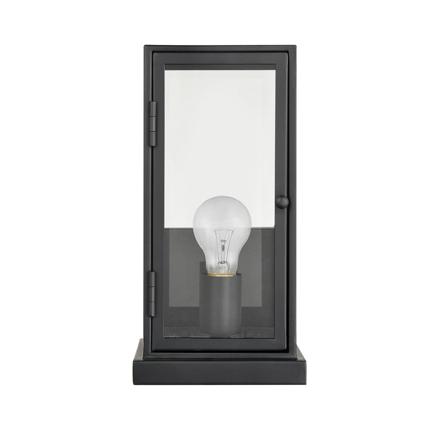 Atlas Lighting Foundation 6in 1-Light Outdoor Sconce | Transitional Matte Black Metal and Clear Glass | Entryway & Covered Patio | Model OL11139-BK