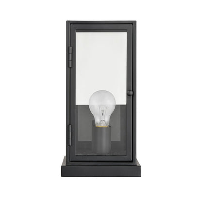Atlas Lighting Foundation 6in 1-Light Outdoor Sconce | Transitional Matte Black Metal and Clear Glass | Entryway & Covered Patio | Model OL11139-BK