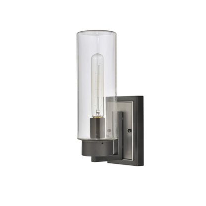 Atlas Lighting Garity 13in 1-Light Outdoor Sconce | Transitional Textured Black and Clear Glass | Porch & Entryway | Model OL11142-BK