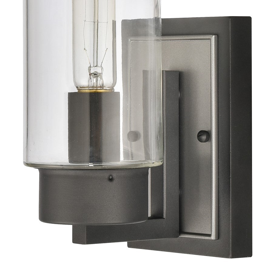 Atlas Lighting Garity 13in 1-Light Outdoor Sconce | Transitional Textured Black and Clear Glass | Porch & Entryway | Model OL11142-BK