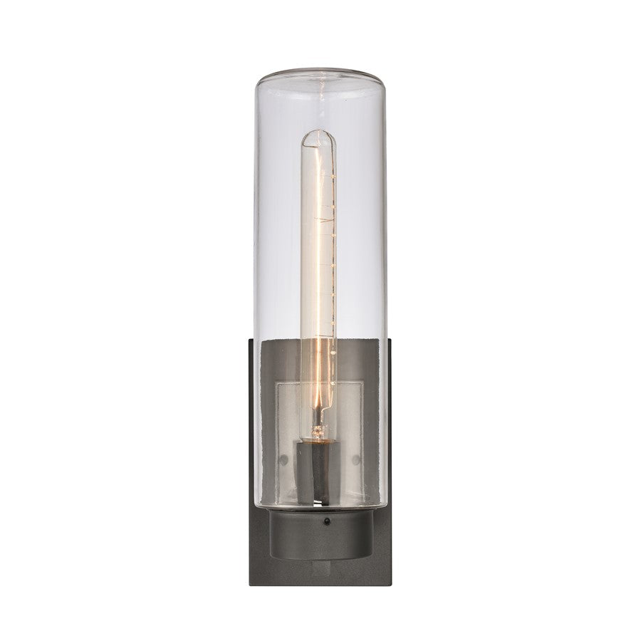 Atlas Lighting Garity 18in 1-Light Outdoor Sconce | Transitional Textured Black and Clear Glass | Porch & Entryway | Model OL11143-BK