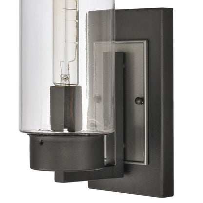 Atlas Lighting Garity 18in 1-Light Outdoor Sconce | Transitional Textured Black and Clear Glass | Porch & Entryway | Model OL11143-BK