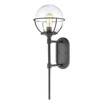 Atlas Lighting Girard 28in 1-Light Outdoor Sconce | Midcentury Charcoal and Clear Glass | Porch & Entryway | 10 x 12 x 28 in | Model OL11145-BK
