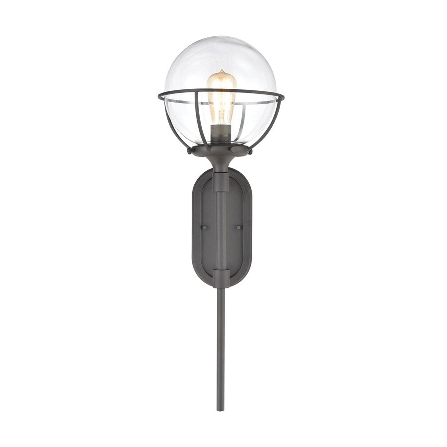 Atlas Lighting Girard 28in 1-Light Outdoor Sconce | Midcentury Charcoal and Clear Glass | Porch & Entryway | 10 x 12 x 28 in | Model OL11145-BK