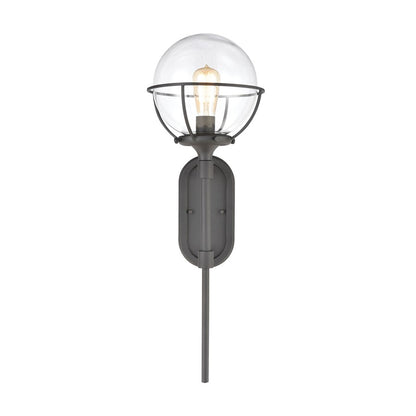 Atlas Lighting Girard 28in 1-Light Outdoor Sconce | Midcentury Charcoal and Clear Glass | Porch & Entryway | 10 x 12 x 28 in | Model OL11145-BK