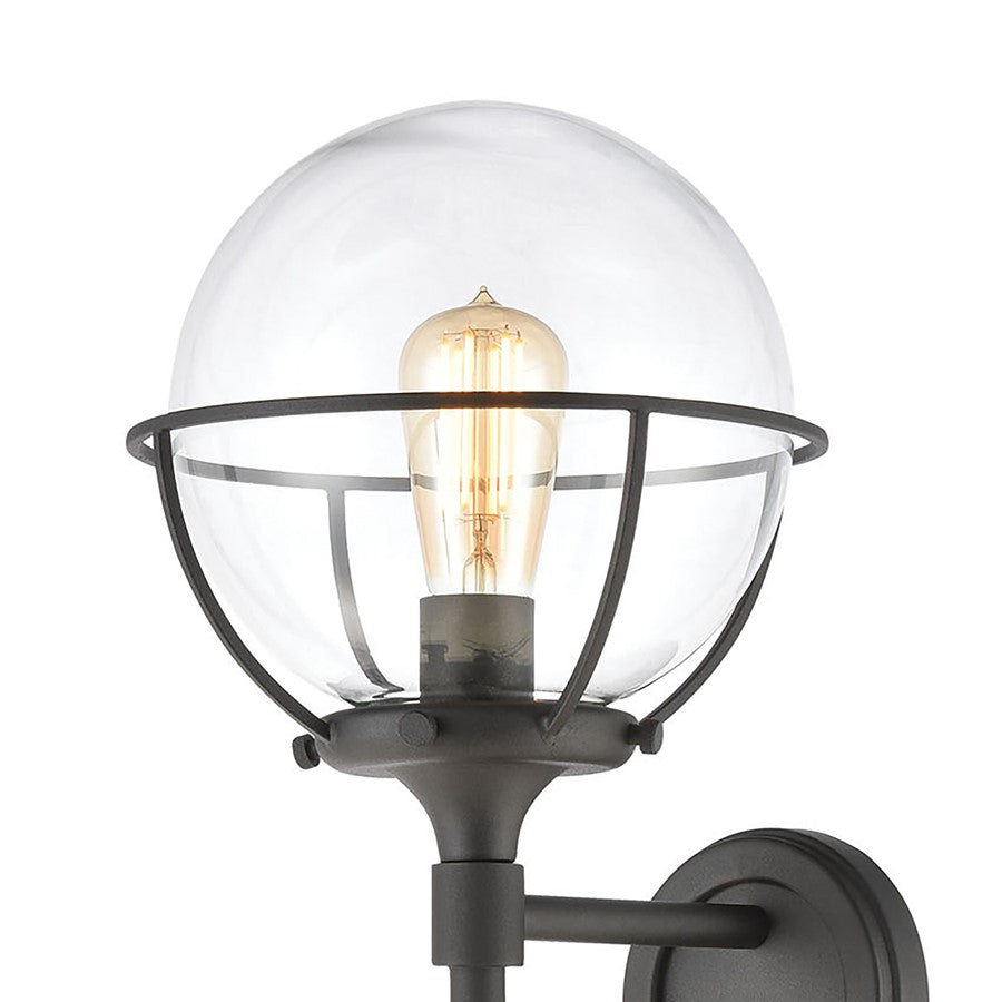 Atlas Lighting Girard 28in 1-Light Outdoor Sconce | Midcentury Charcoal and Clear Glass | Porch & Entryway | 10 x 12 x 28 in | Model OL11145-BK