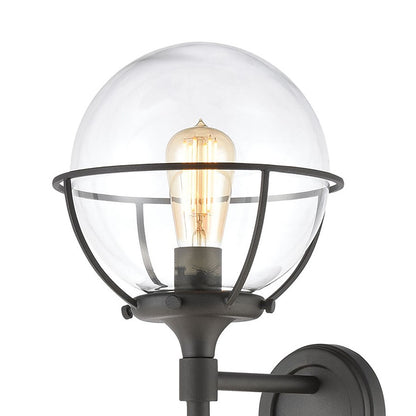 Atlas Lighting Girard 28in 1-Light Outdoor Sconce | Midcentury Charcoal and Clear Glass | Porch & Entryway | 10 x 12 x 28 in | Model OL11145-BK