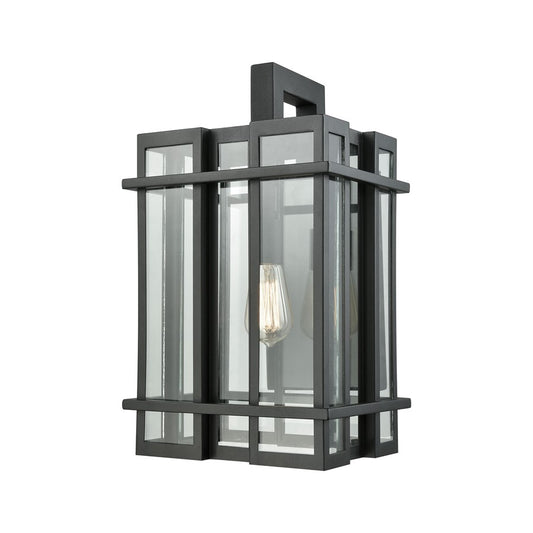 Atlas Lighting Glass Tower 18in 1-Light Outdoor Sconce | Transitional Matte Black and Clear Glass | Porch & Entryway | Model OL11146-BK
