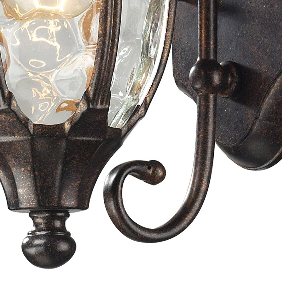 Atlas Lighting Glendale 14in 1-Light Outdoor Sconce | Traditional Regal Bronze and Textured Glass | Porch & Entryway | Model OL11147-BZ