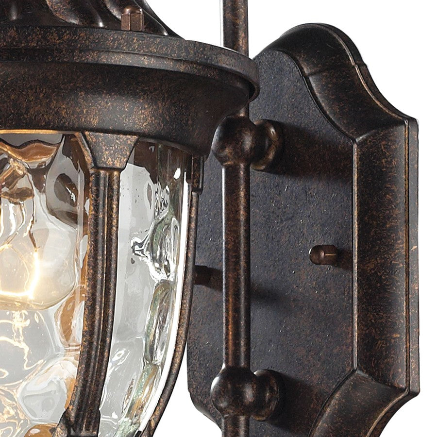 Atlas Lighting Glendale 14in 1-Light Outdoor Sconce | Traditional Regal Bronze and Textured Glass | Porch & Entryway | Model OL11147-BZ