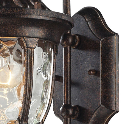Atlas Lighting Glendale 14in 1-Light Outdoor Sconce | Traditional Regal Bronze and Textured Glass | Porch & Entryway | Model OL11147-BZ