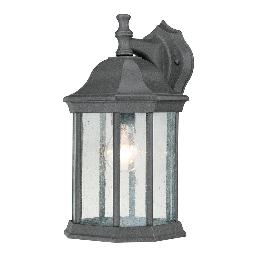 Atlas Lighting Hawthorne 14in 1-Light Outdoor Wall Sconce | Traditional Black and Clear Seeded Glass | Porch & Entryway | Model OL11150-BK