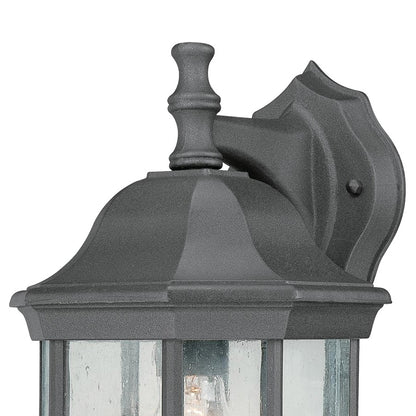 Atlas Lighting Hawthorne 14in 1-Light Outdoor Wall Sconce | Traditional Black and Clear Seeded Glass | Porch & Entryway | Model OL11150-BK